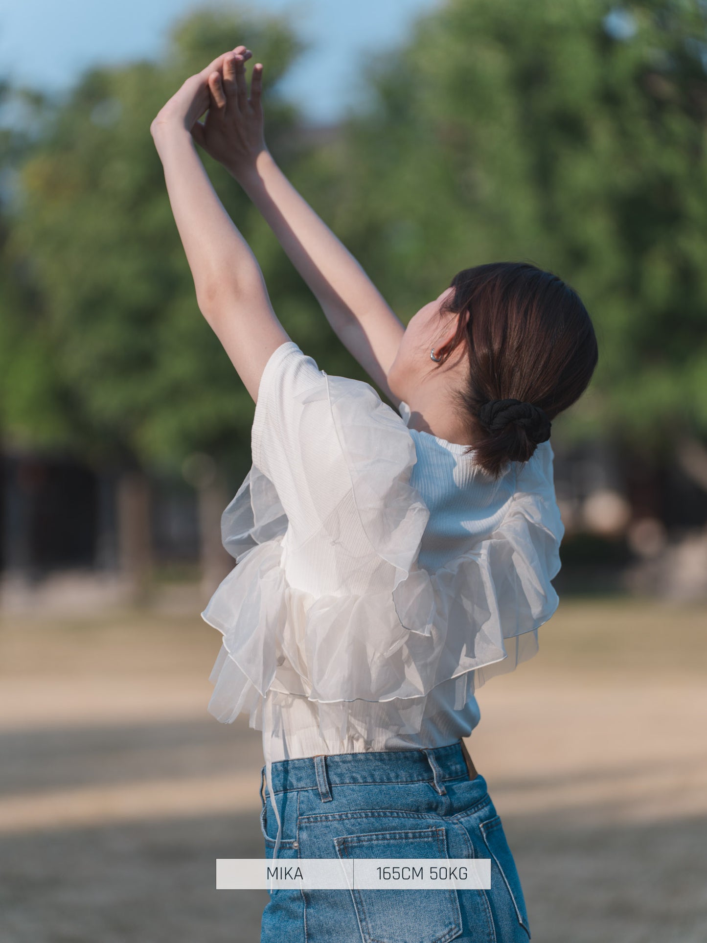 Bab T-shirt Asymmetrical Ruffle Docking Cut-and-sew