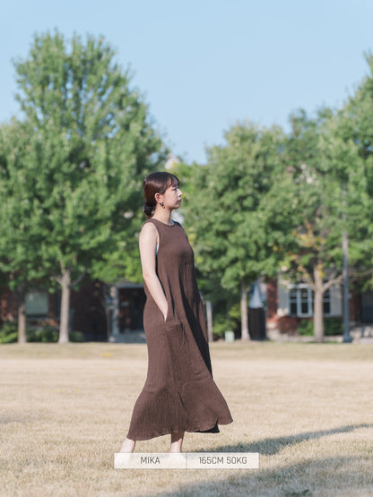 Bou Jeloud Casual Dress Sleeveless Dress Shirring