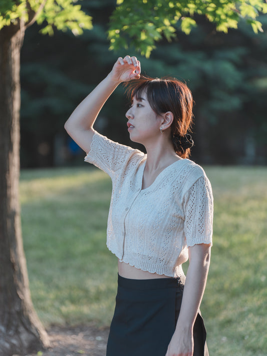 BLUE EAST Cardigan Short-Sleeved Cardigan V-Neck Short Sleeve