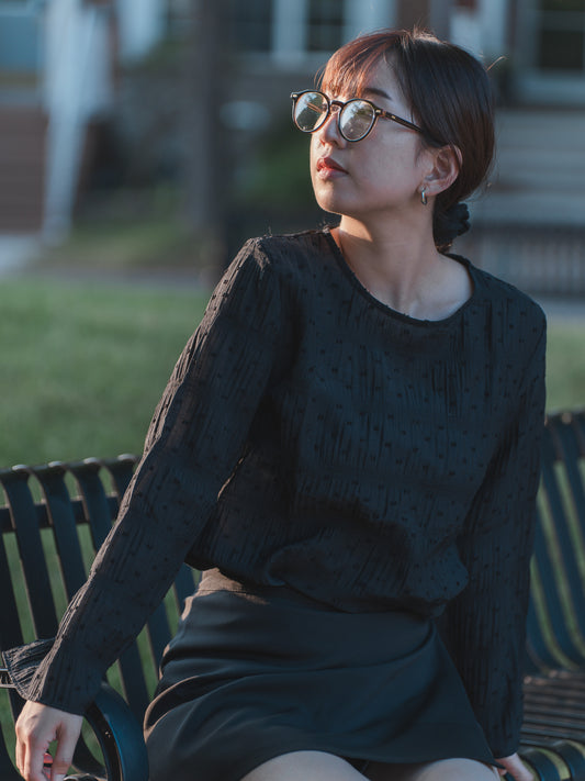 BLUE EAST Button Shirt/Blouse Sleeve Blouse Sheer